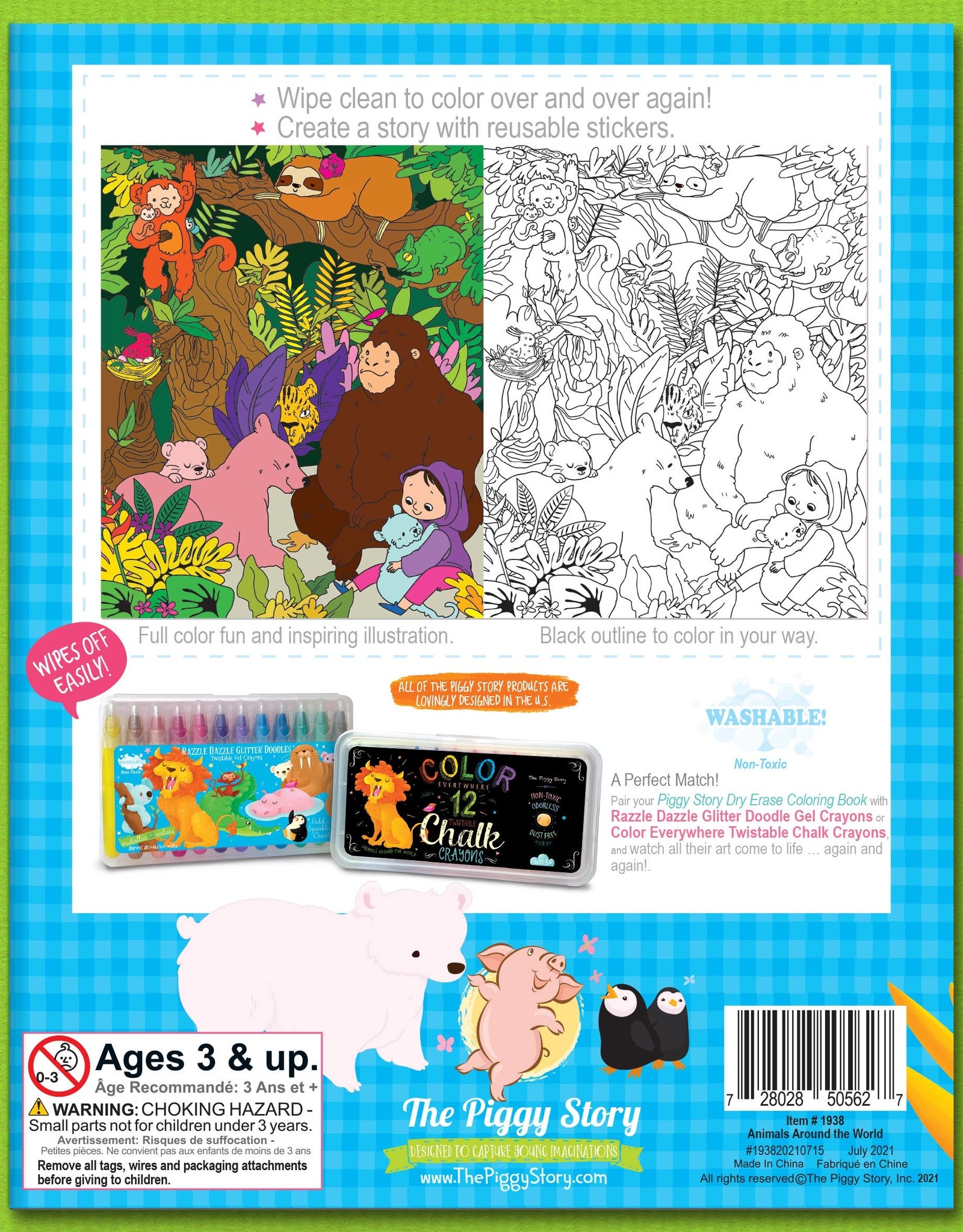 The Piggy Story Animals Around the World Dry Erase Coloring Book