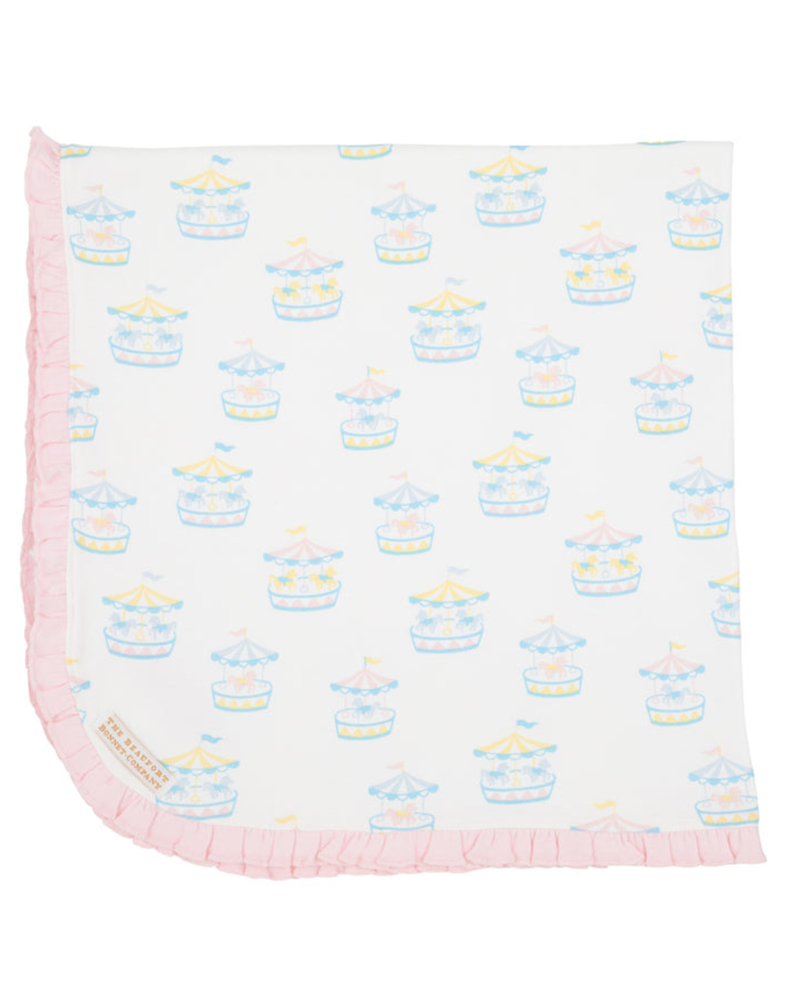 TBBC Baby Buggy Blanket Candy Stripe Carousel Palm Beach Pink