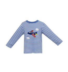Claire and Charlie Blue Stripe Airplane Shirt