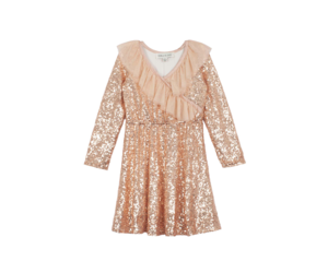 Robe De Soirée Fille Isobella & Chloé – Taupe Volants – Taille 6X, Neuve