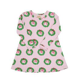 TBBC Long Sleeve Polly Play Dress Deck the Halls w/Bows and Holly