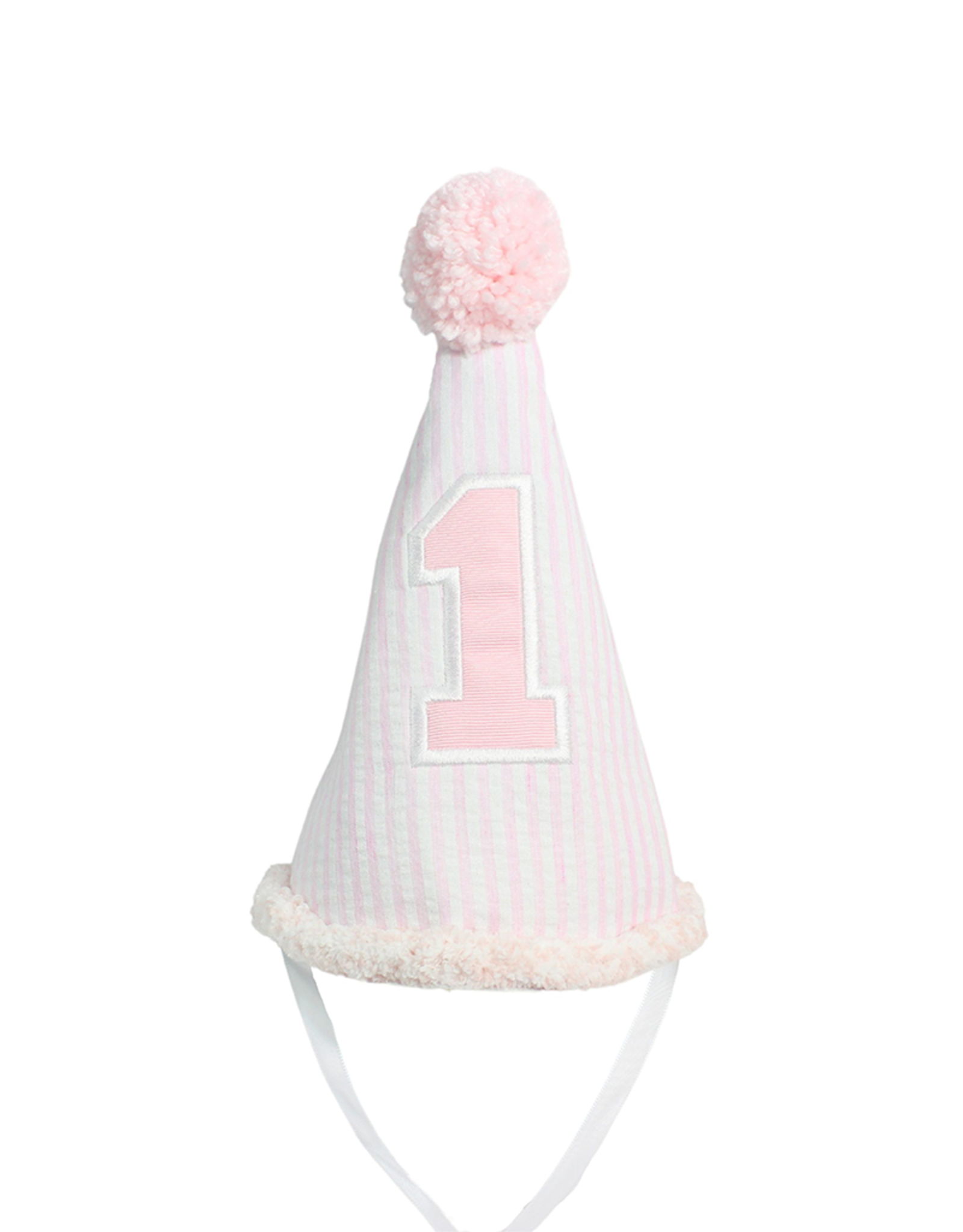 Beyond Creations Birthday Hat pink seersucker