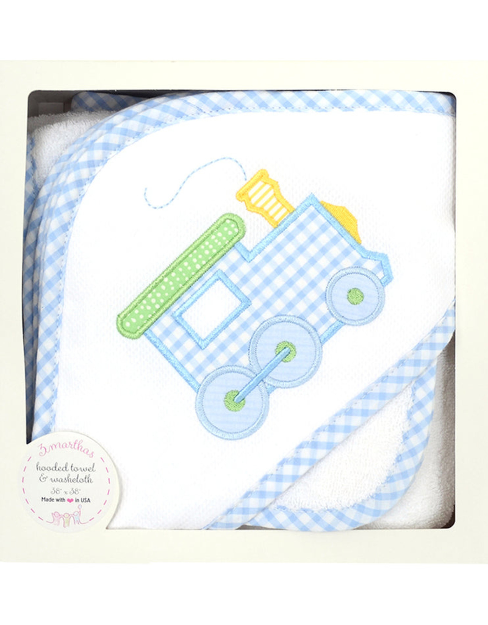 3 Marthas 3M Boxed Hooded Towel Set Train