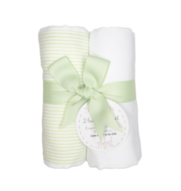 3 Marthas 2 Burp Set Green/White Stripe