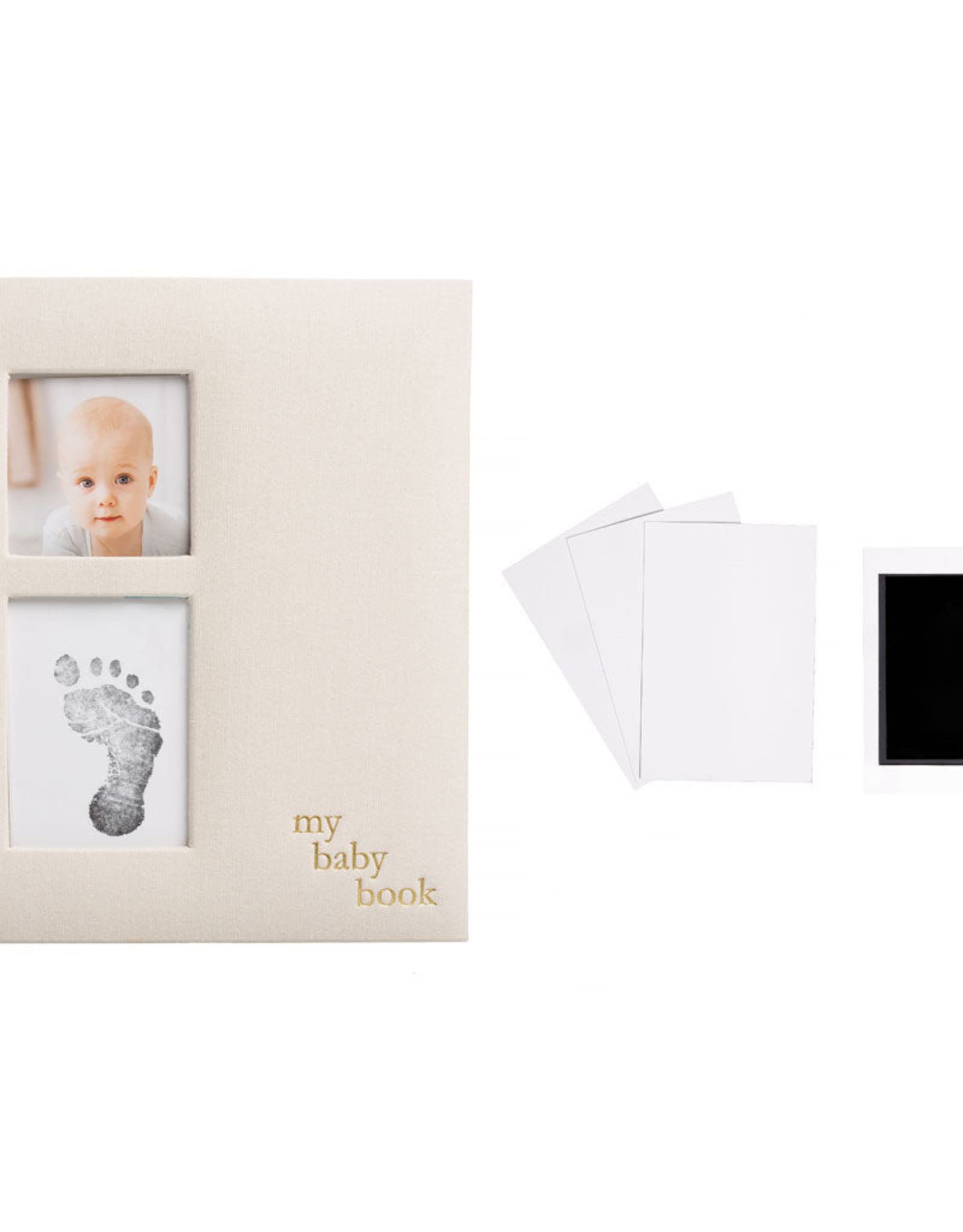 Pearhead Linen Baby Memory Book, Ivory