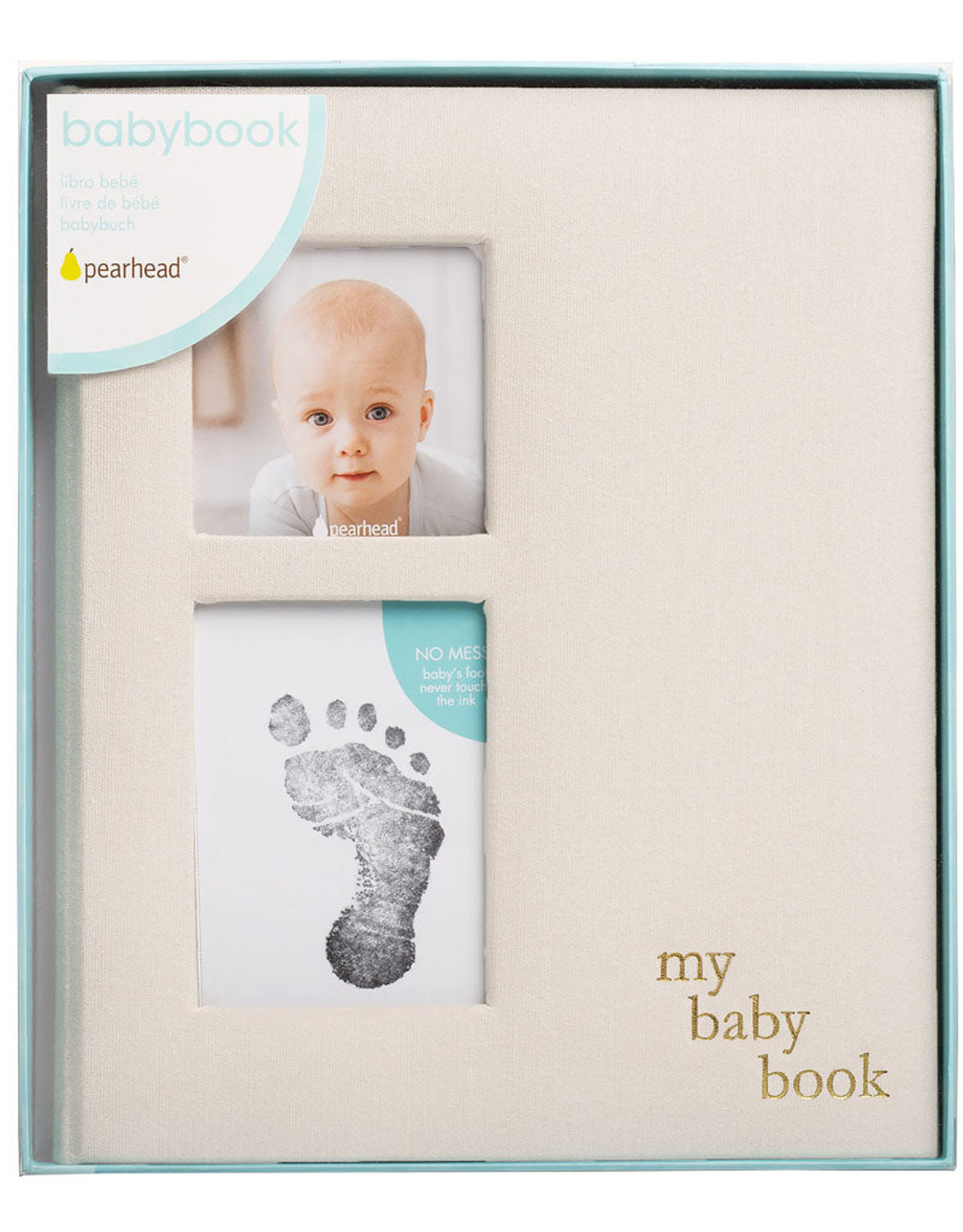 Pearhead Linen Baby Memory Book, Ivory