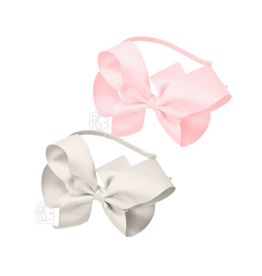 Beyond Creations 3.5 Pink Satin Bow on Soft Stretch Headband