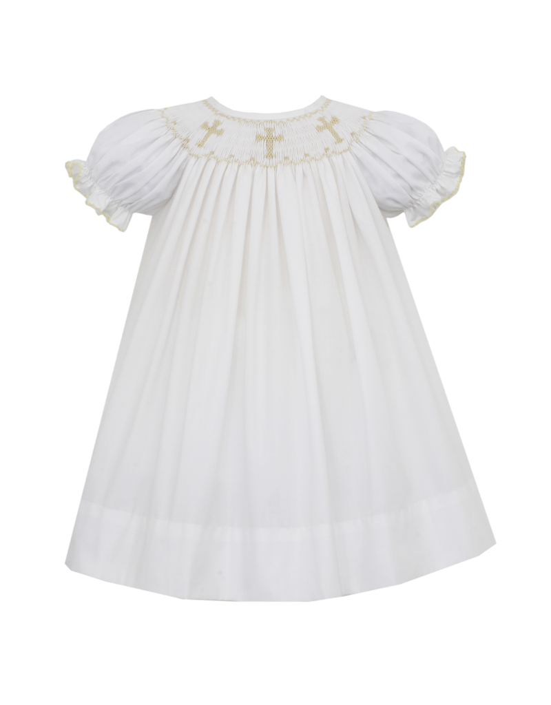Petit Bebe Knits Toddler Girls White Smocked Bishop Dress main image 1