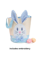 Burton & Burton Fabric Bunny Basket w/Embroidery Blue