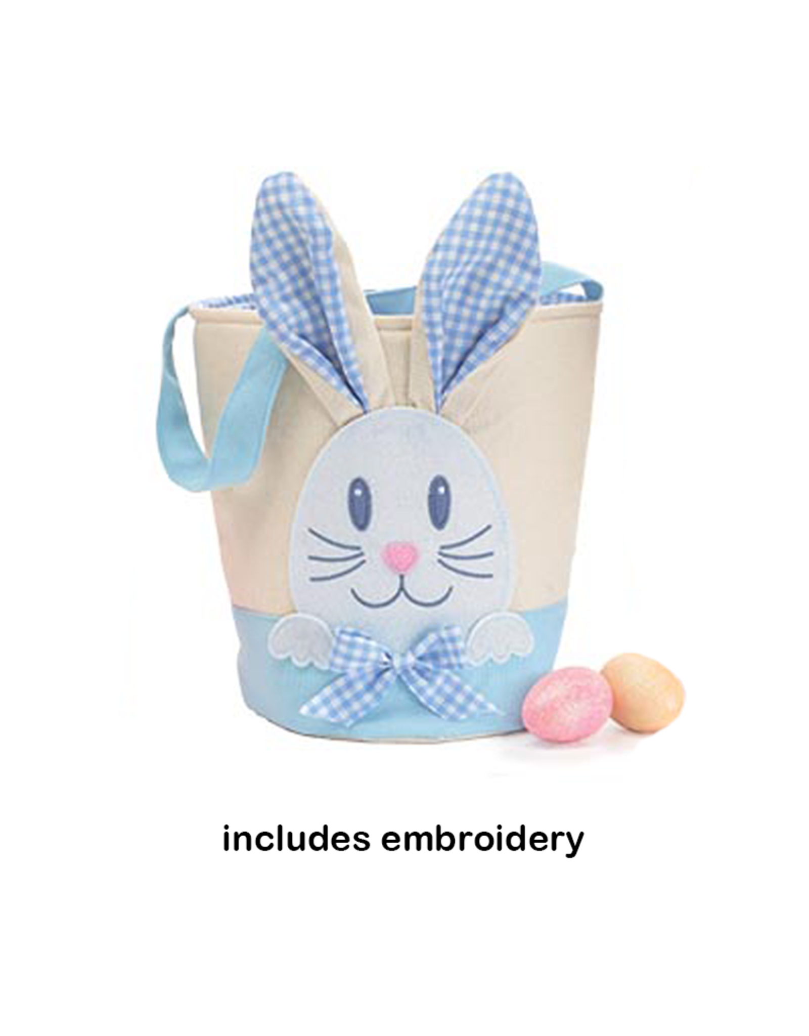 Burton & Burton Fabric Bunny Basket w/Embroidery Blue