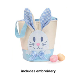 Burton & Burton Fabric Bunny Basket w/Embroidery Blue
