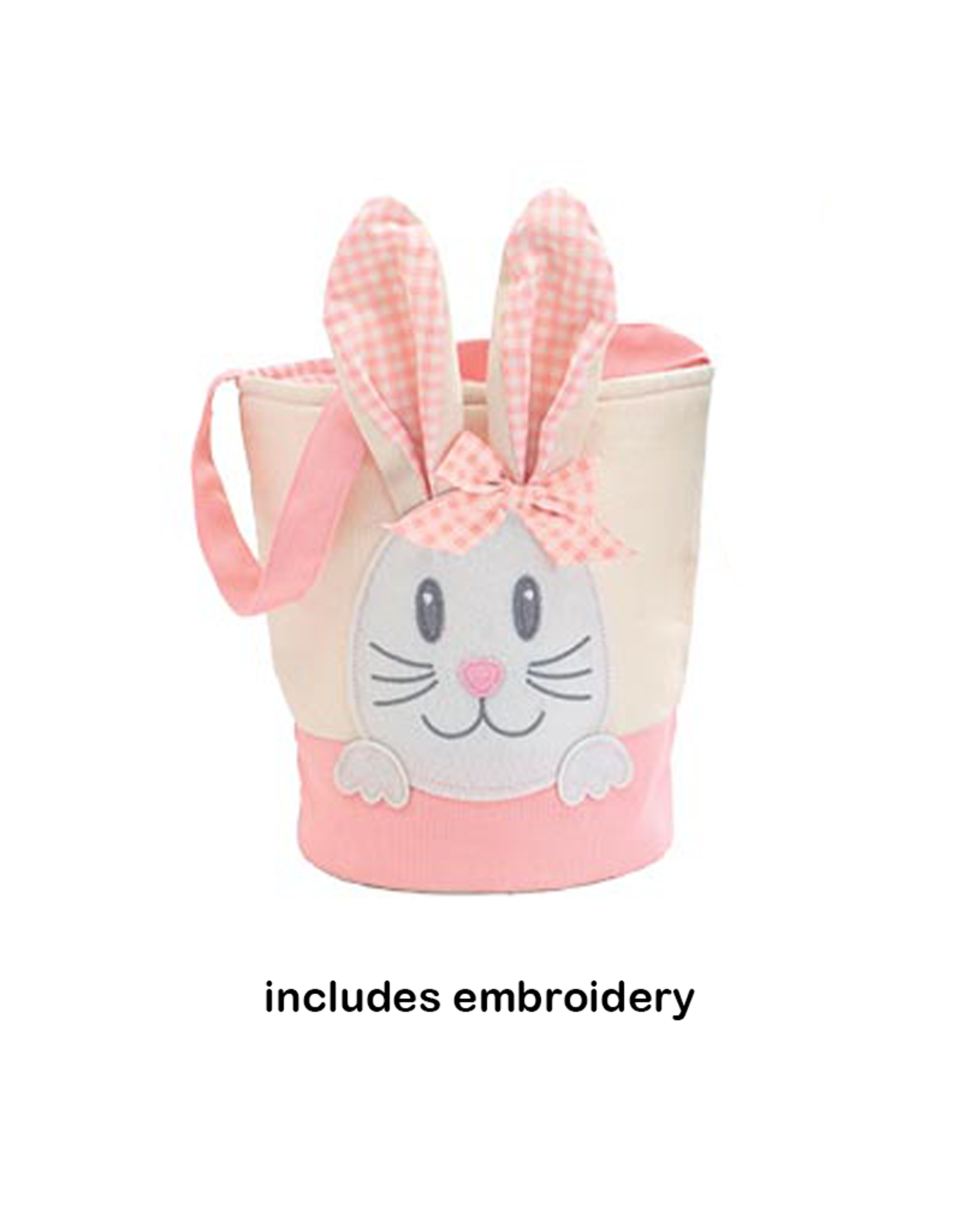 Burton & Burton Fabric Bunny Basket w/Embroidery Pink