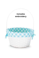 Burton & Burton Lined Easter Basket w/ Embroidery Mint Green Gingham