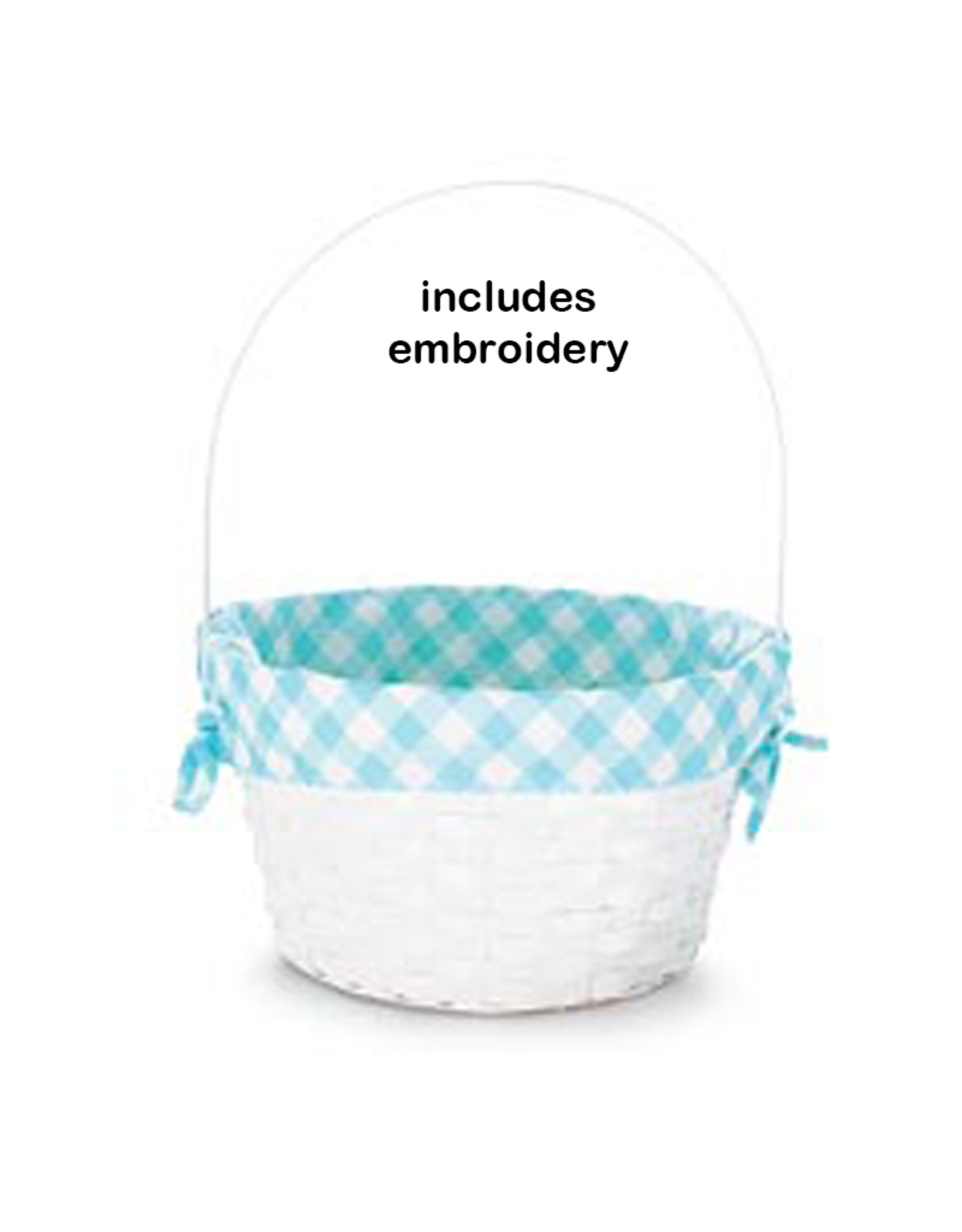 Burton & Burton Lined Easter Basket w/ Embroidery Mint Green Gingham
