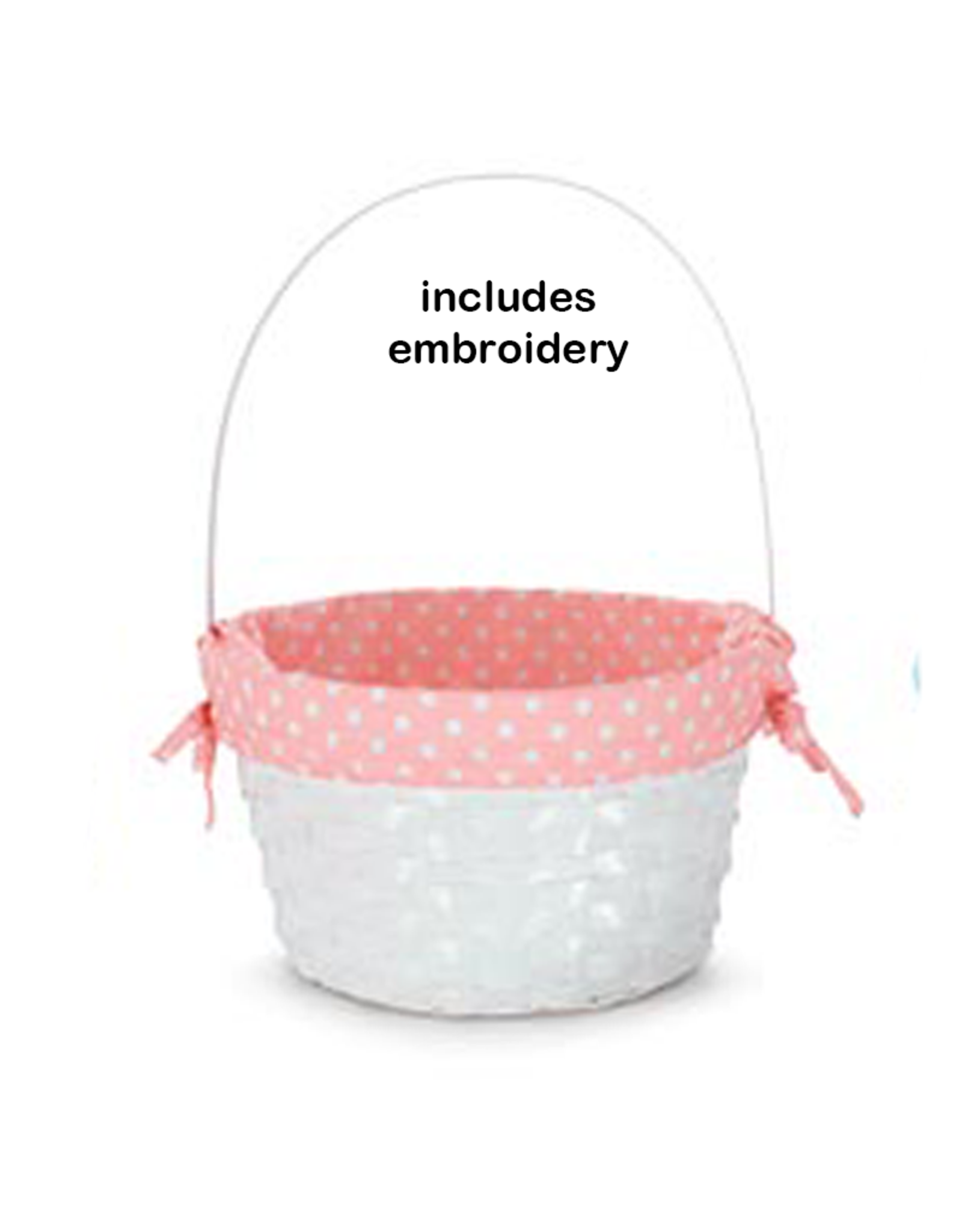 Burton & Burton Lined Easter Basket w/ Embroidery Pink Dot