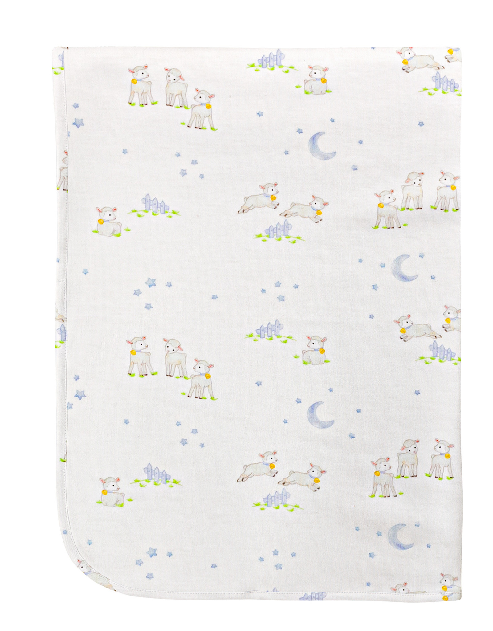 Baby Club Chic Baby Lambs Blue Receiving Blanket 30'x28.5" in