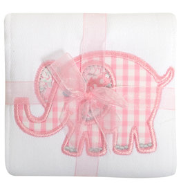 3 Marthas appliqued burp pad pink elephant