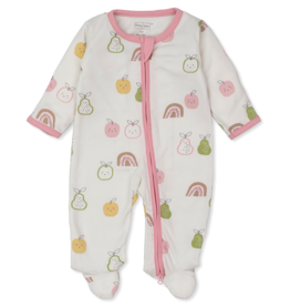 Kissy Kissy Pears and Rainbows Zip Footie