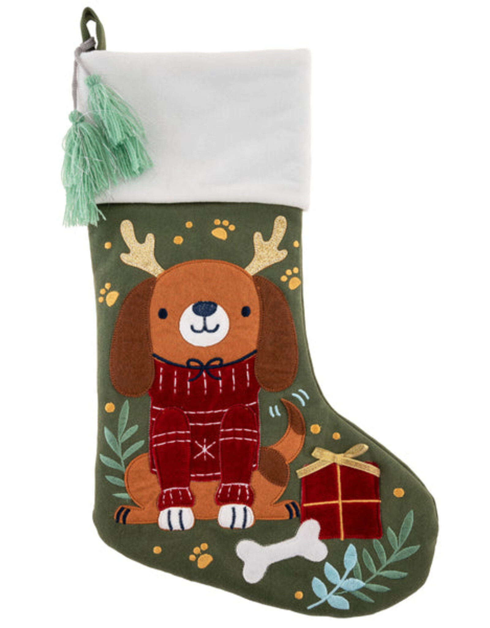 Stephen Joseph SJ Embroidered Christmas Stocking Dog