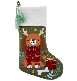 Stephen Joseph Embroidered Christmas Stocking Dog