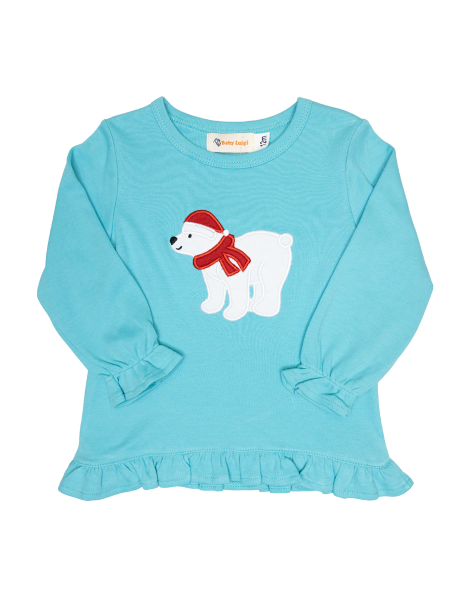 Luigi F23 Ruffle Shirt Aqua Polar Bear