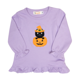 Luigi Ruffle Shirt Lavender Cat/ Jack o Lantern