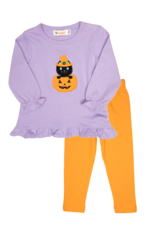 Luigi F23 Ruffle Shirt Lavender Cat/ Jack o Lantern
