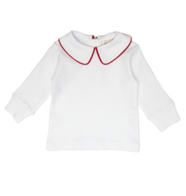 Luigi Long Sleeve Boy Collared Shirt White/Red