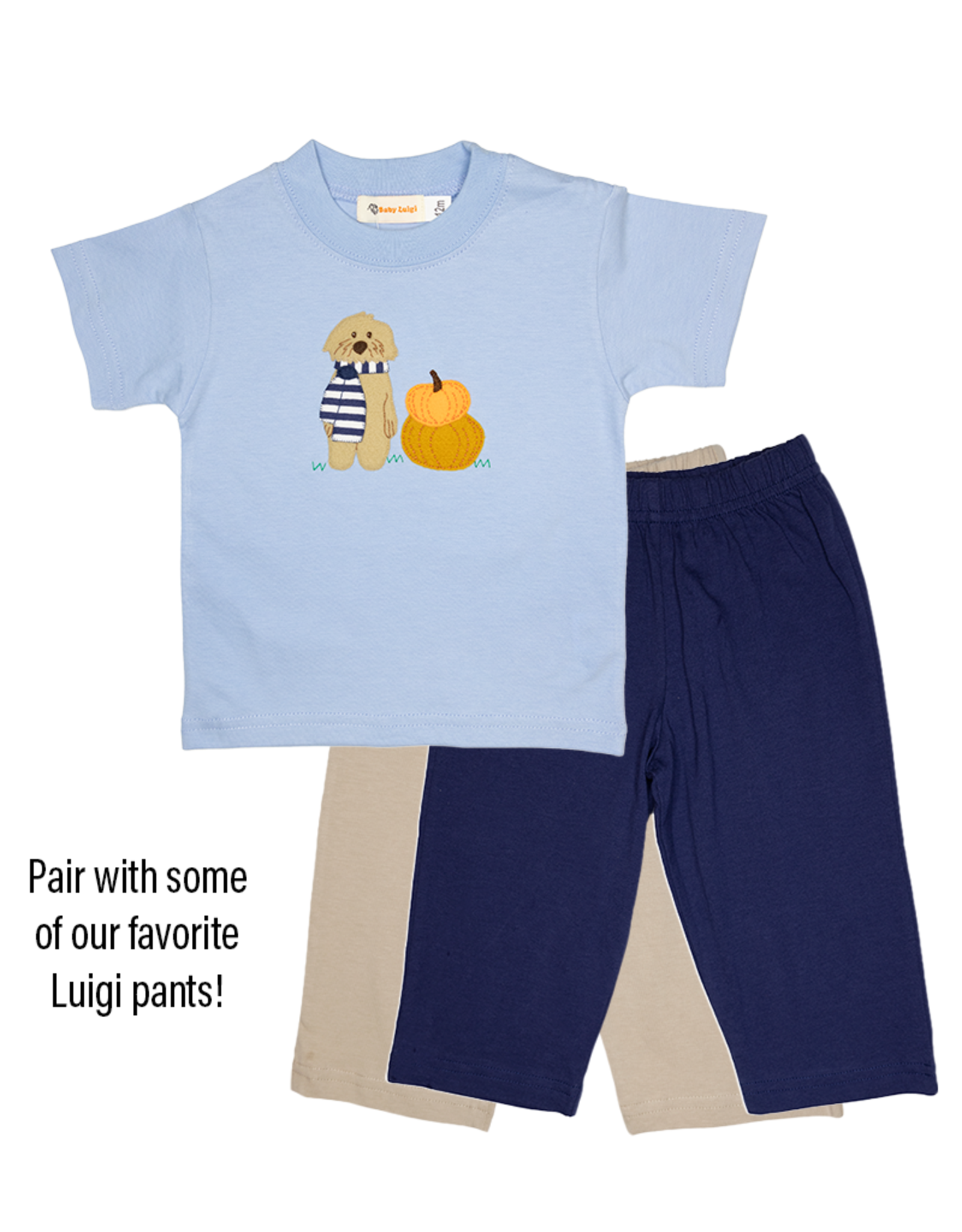 Luigi F23 Boy Shirt Sky Blue Dog w/Scarf Pumpkins