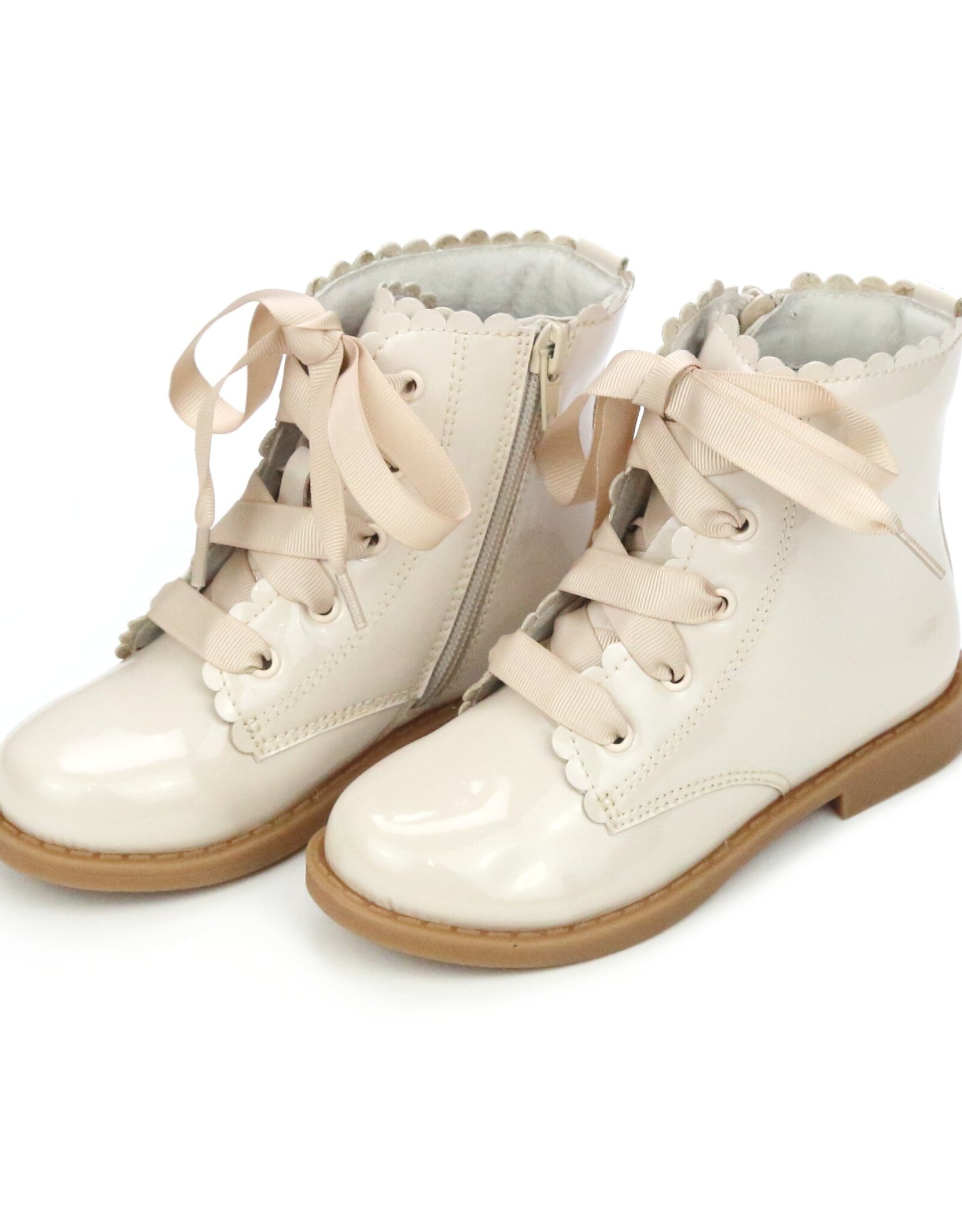L'Amour F738 Josephine Scallop Boot Cream Patent