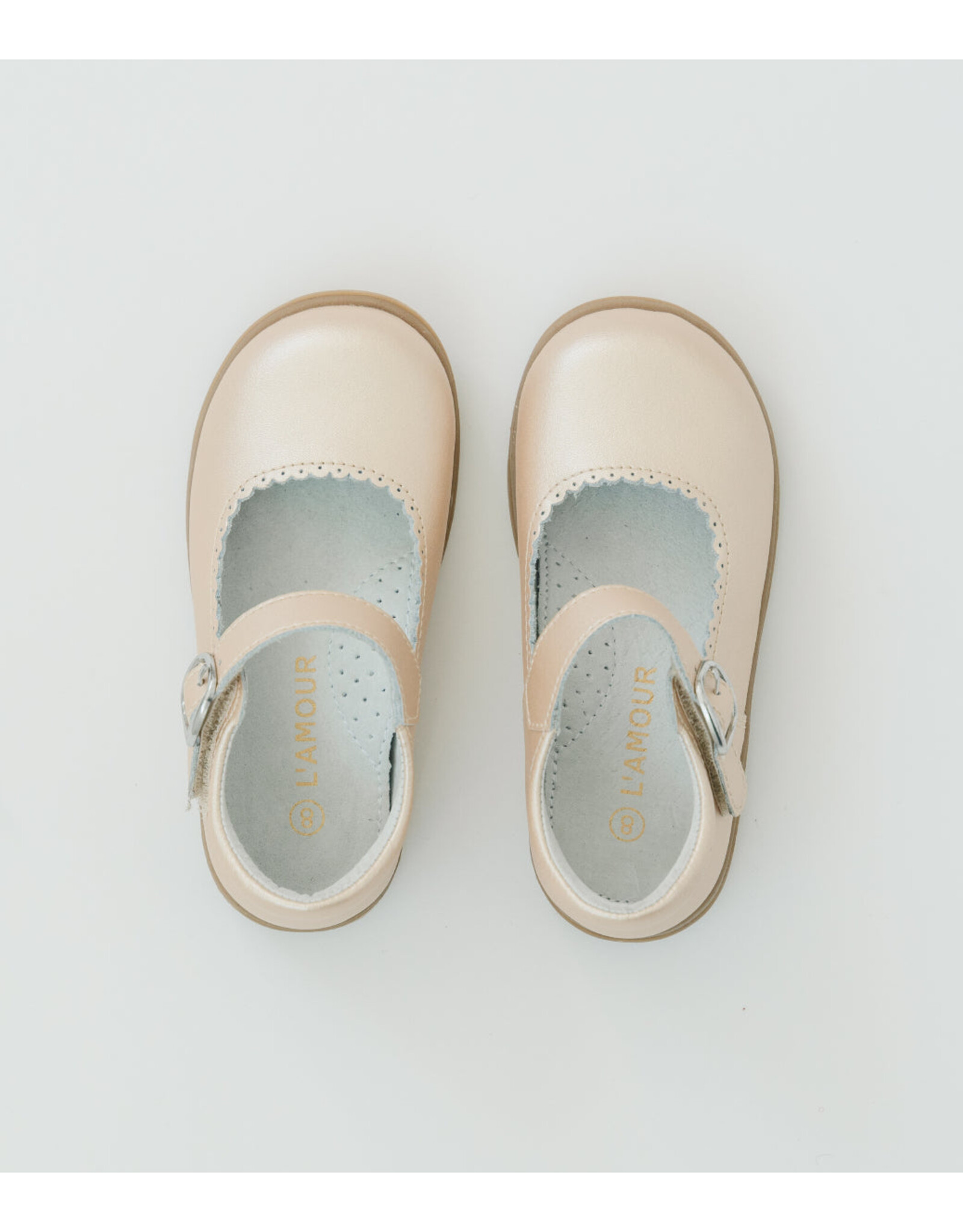 L'Amour H501 CHLOE Scalloped Mary Jane Champagne