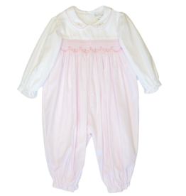 Petit Ami Pink Smocked Long Bubble