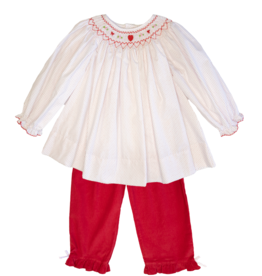 Petit Ami (Size 4T) Red Dot Smocked Pant Set