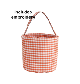 Gingham Bucket w/Embroidery ORANGE