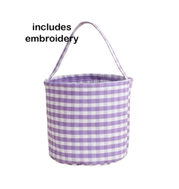 Gingham Bucket w/Embroidery PURPLE