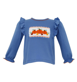 Anavini Blue Pumpkin Smocked Shirt