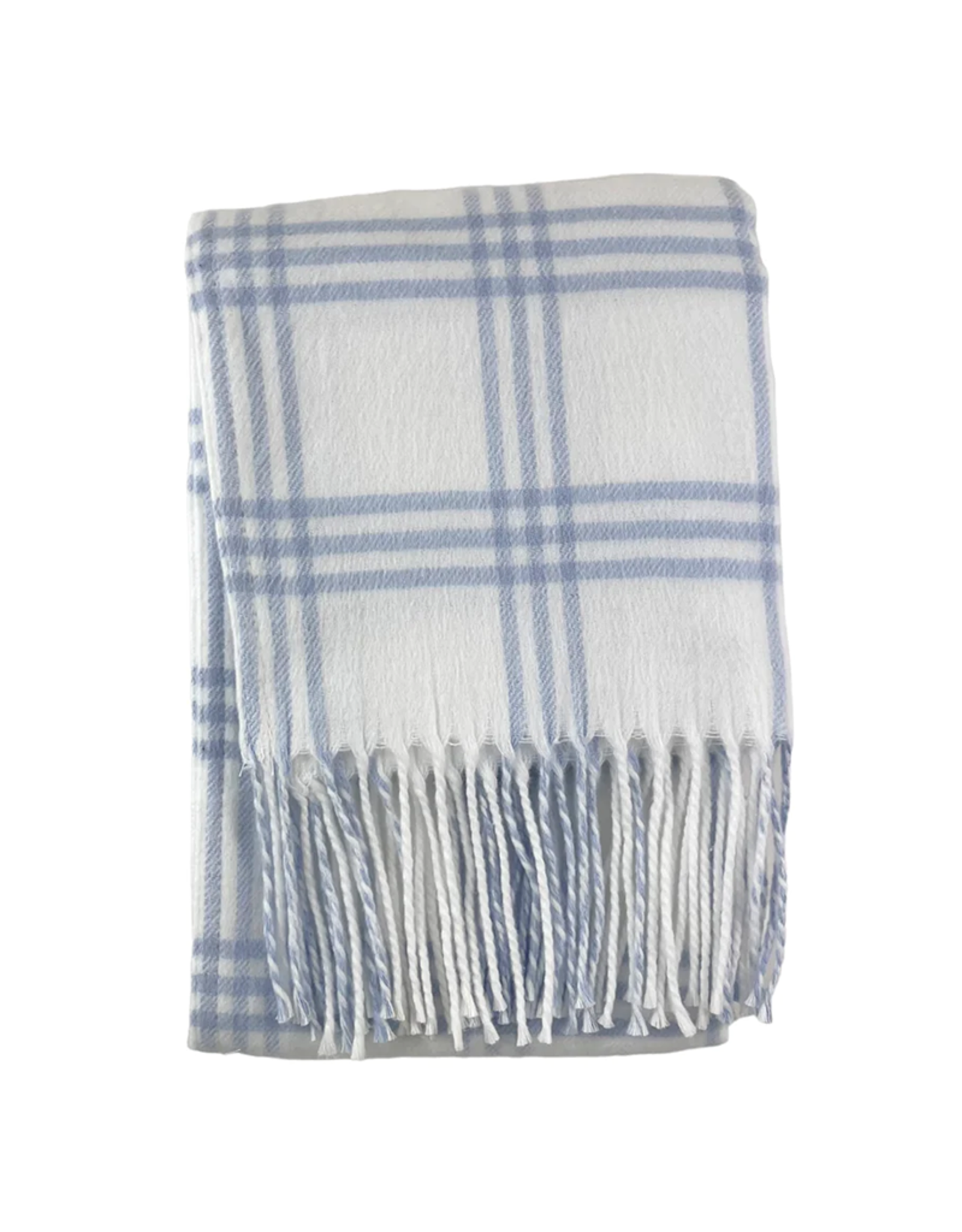A Soft Idea ASI Windowpane Check Flannel Blanket White/Blue