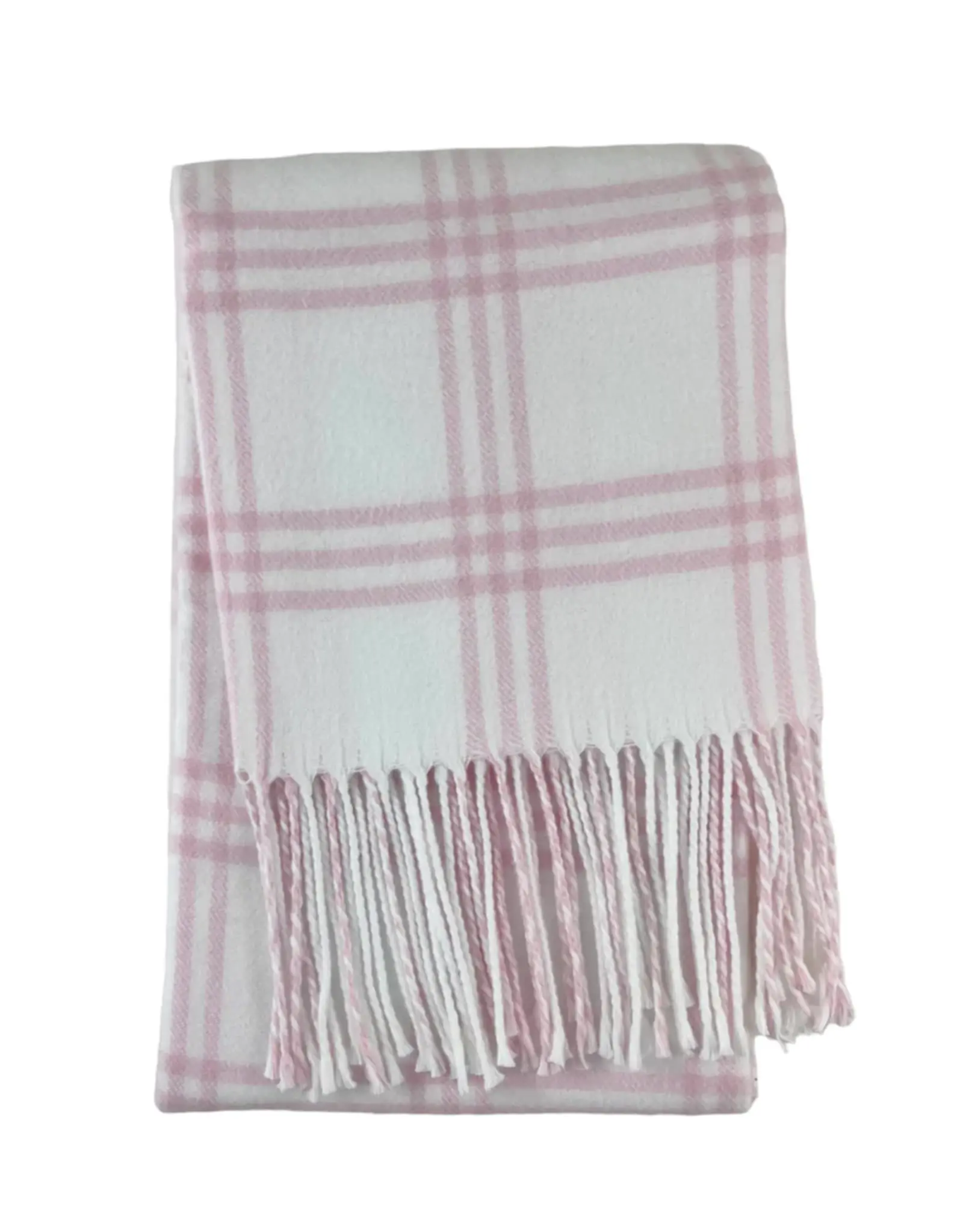 A Soft Idea ASI Windowpane Check Flannel Blanket White/Pink