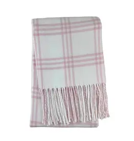 A Soft Idea Windowpane Check Flannel Blanket White/Pink