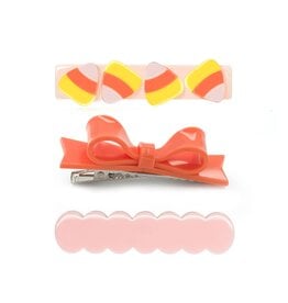 Lilies & Roses Alligator Clips Candy Corn & Bow Tie