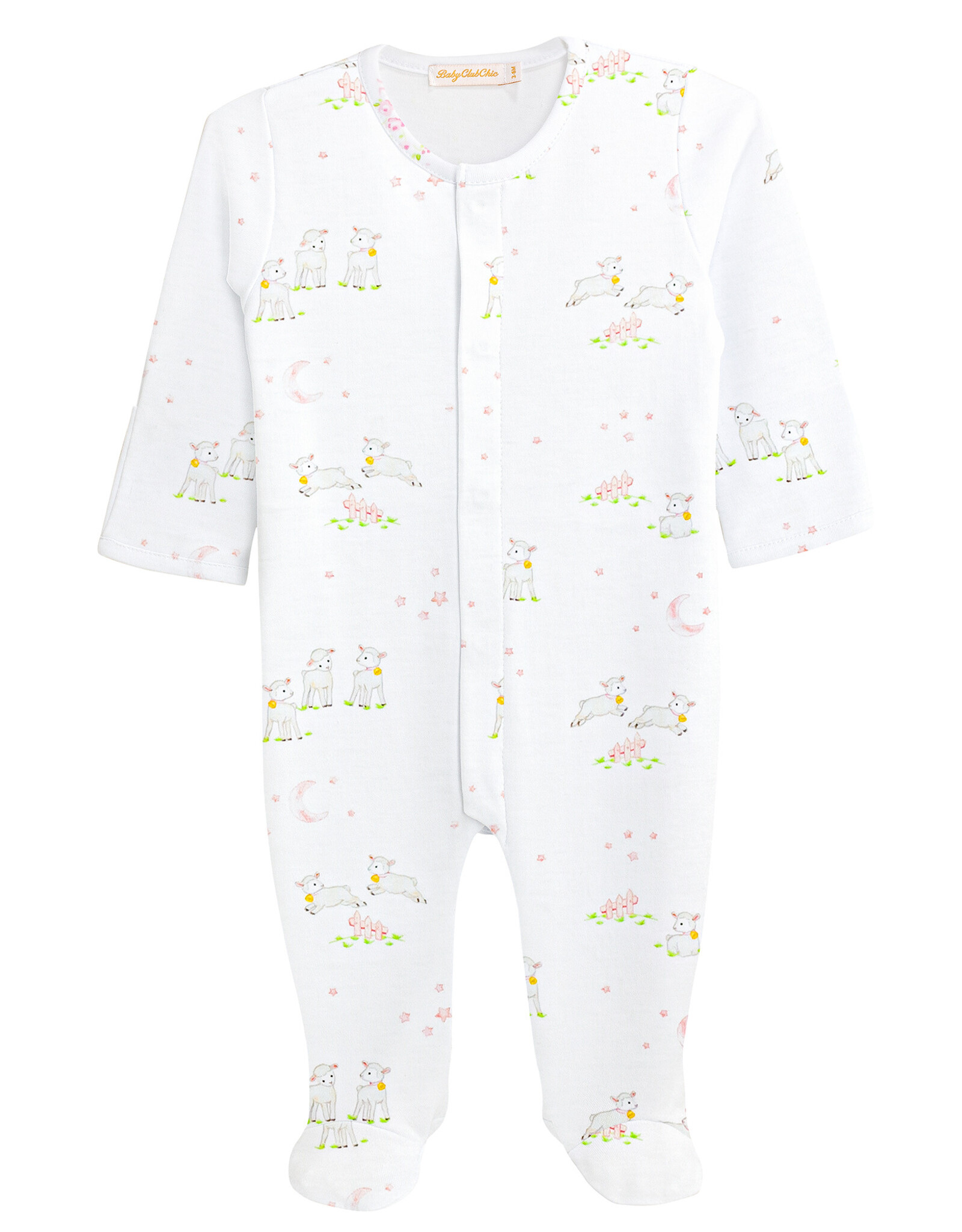 Baby Club Chic Baby Lambs Pink Footie