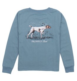 Properly Tied Long Sleeve Tee Steel Blue Pointer Dog
