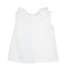 Lulu Bebe Jane Ruffle Top White/Blue