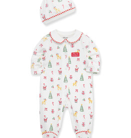 Little Me Ivory Christmas Footie