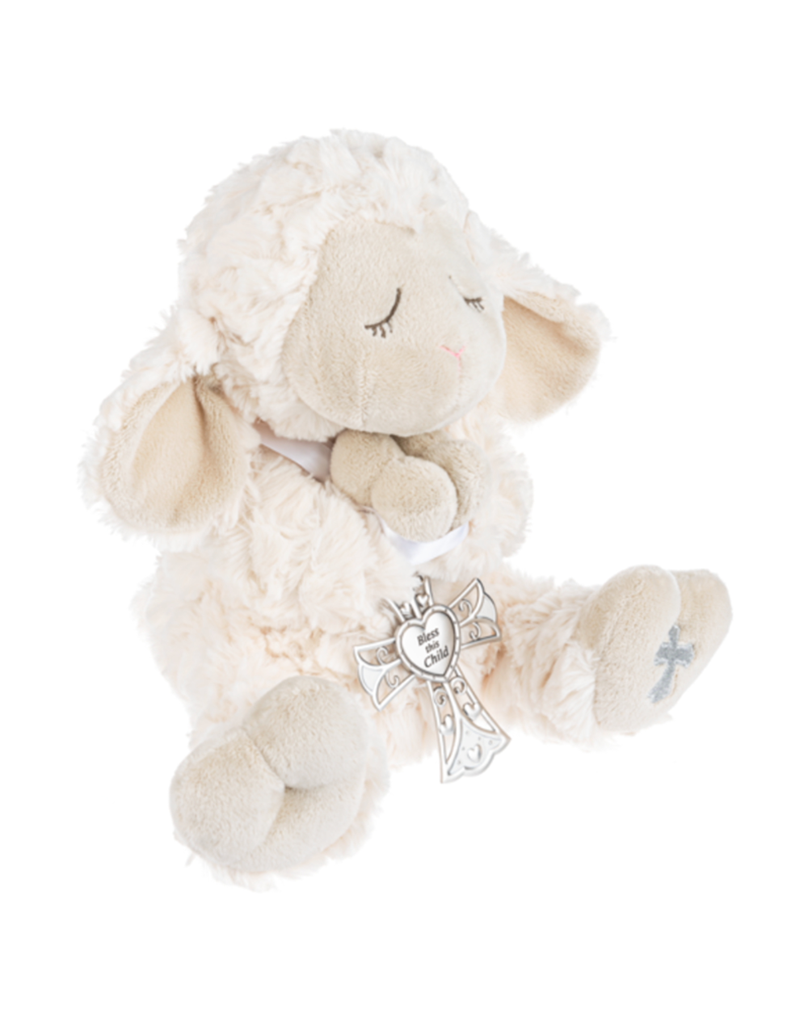 Ganz HE10485  13" Serenity Lamb with Crib Cross