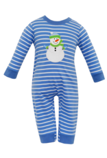 Claire and Charlie 5032H Blue Stripe Snowman Romper