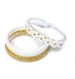 Lilies & Roses Bangles White Flowers/Gold
