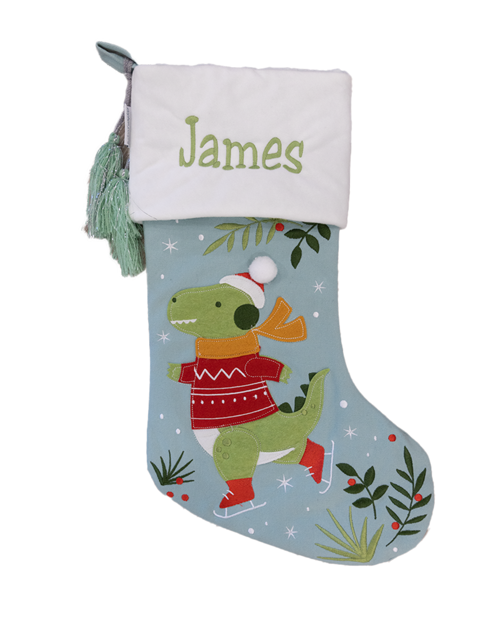 Stephen Joseph SJ Embroidered Christmas Stocking Dinosaur