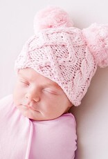 Huggalugs Aran Cable Knit Beanie pink Newborn