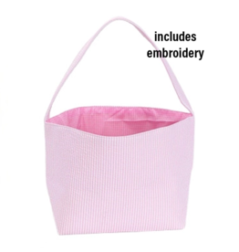 Zsa Zsa & Lolli Seersucker Basket w/Embroidery PINK